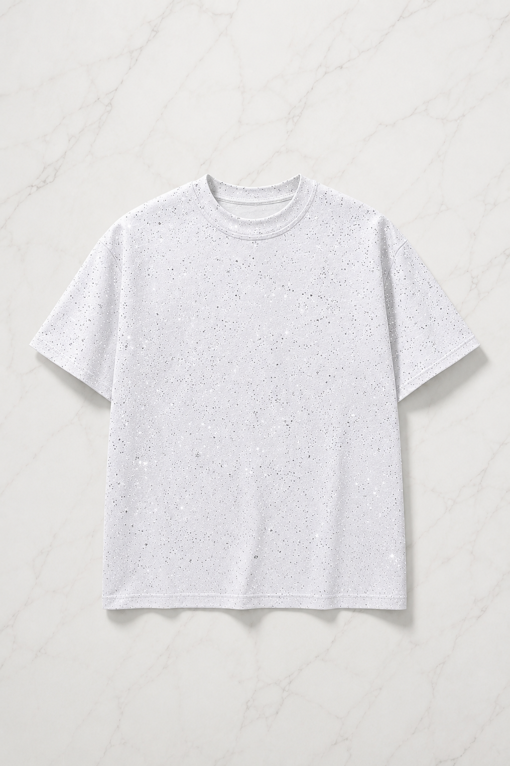Beyaz Shine Parıltılı Simli Oversize Unisex T-shirt