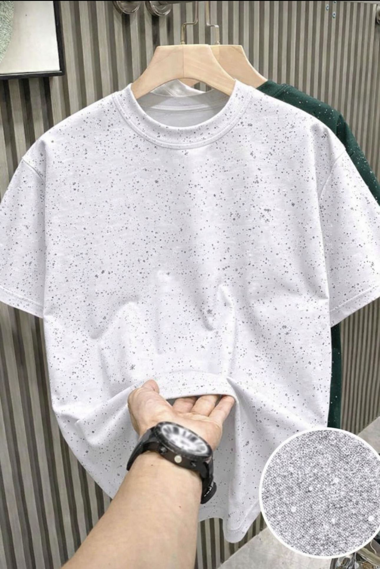 Beyaz Shine Parıltılı Simli Oversize Unisex T-shirt