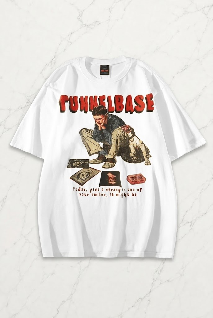 Beyaz Tunnelbase Kısa Kol Oversize T-Shirt