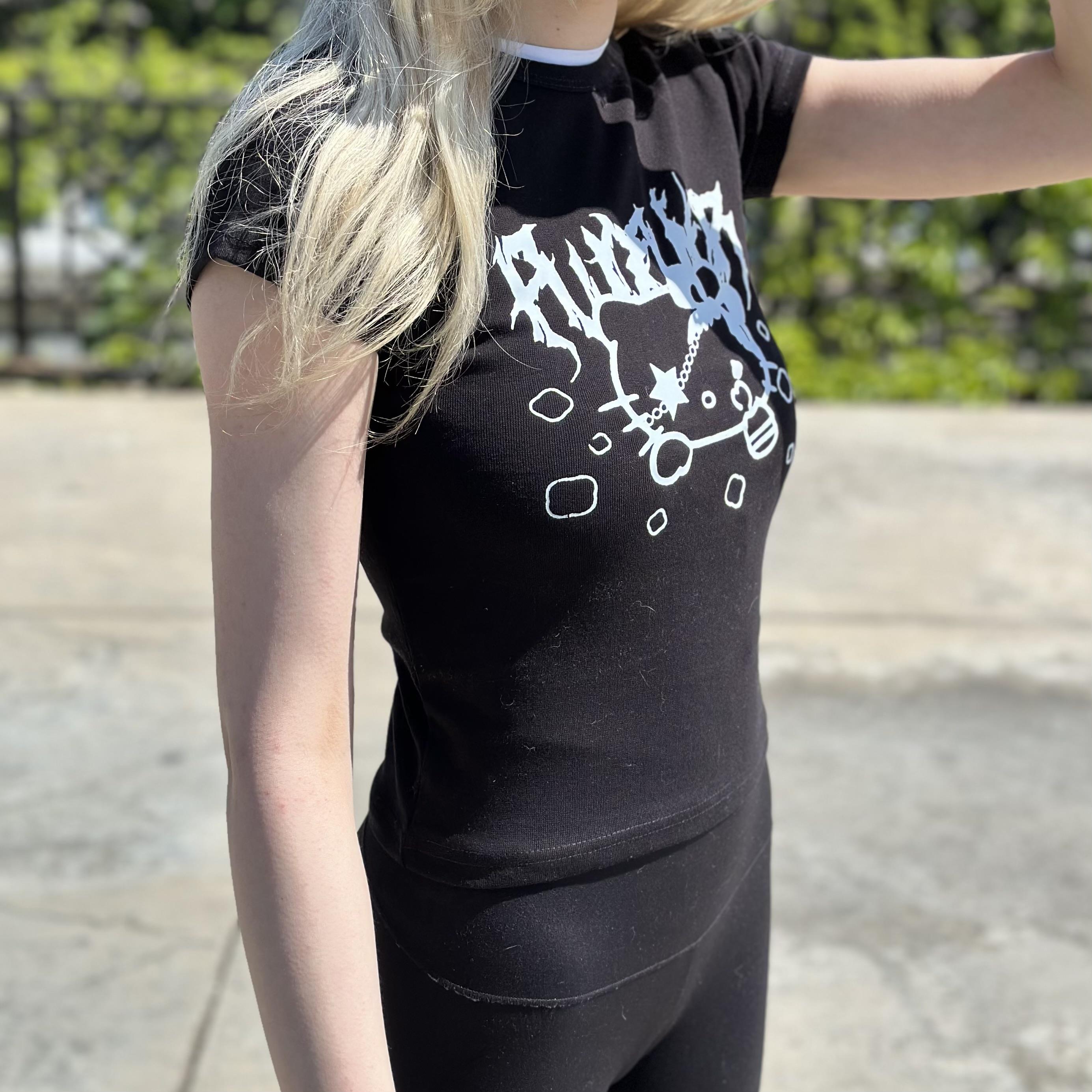 Black Gothic Hello Kitty Crop Top