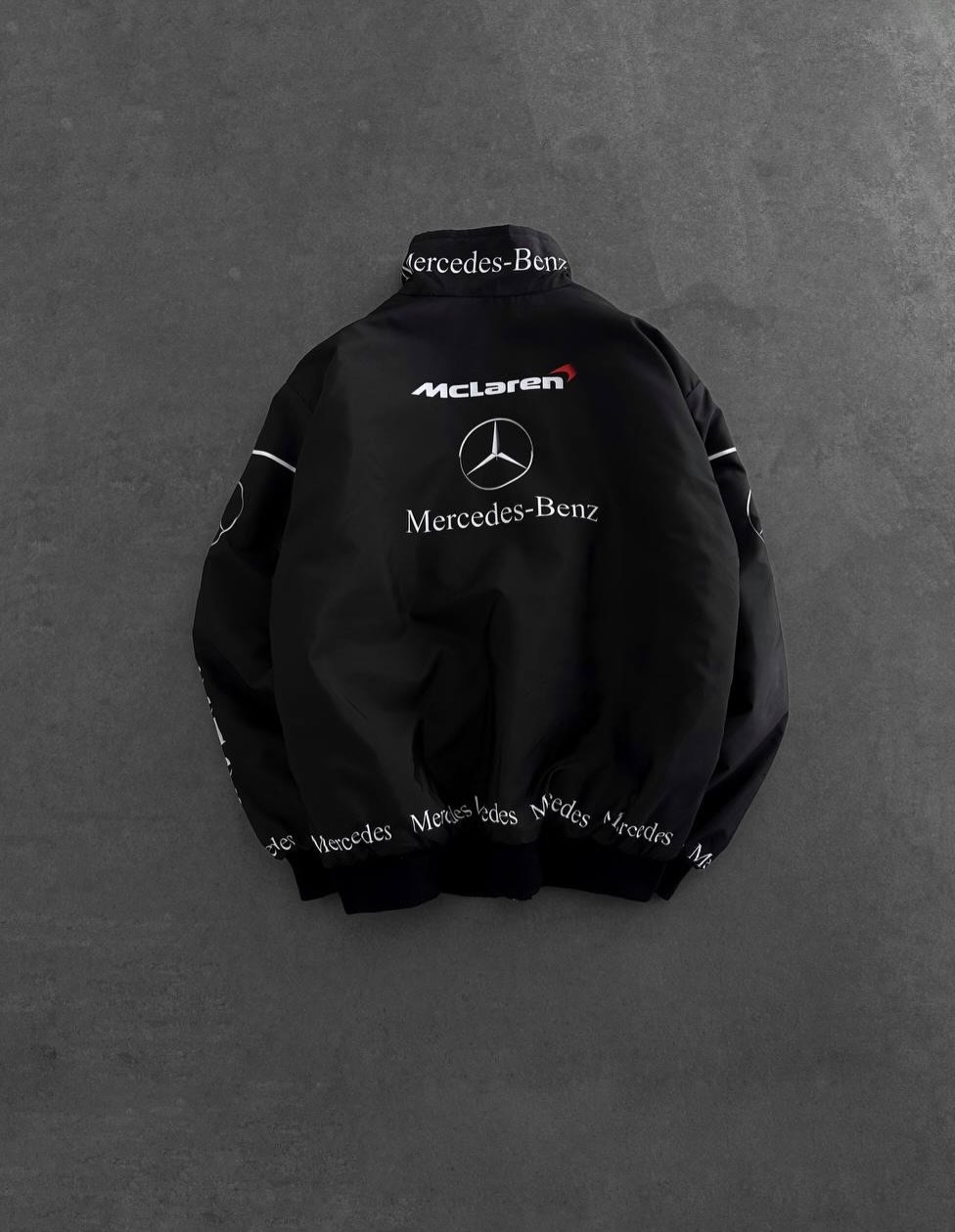 Black McLaren Desenli Unisex Bomber Ceket