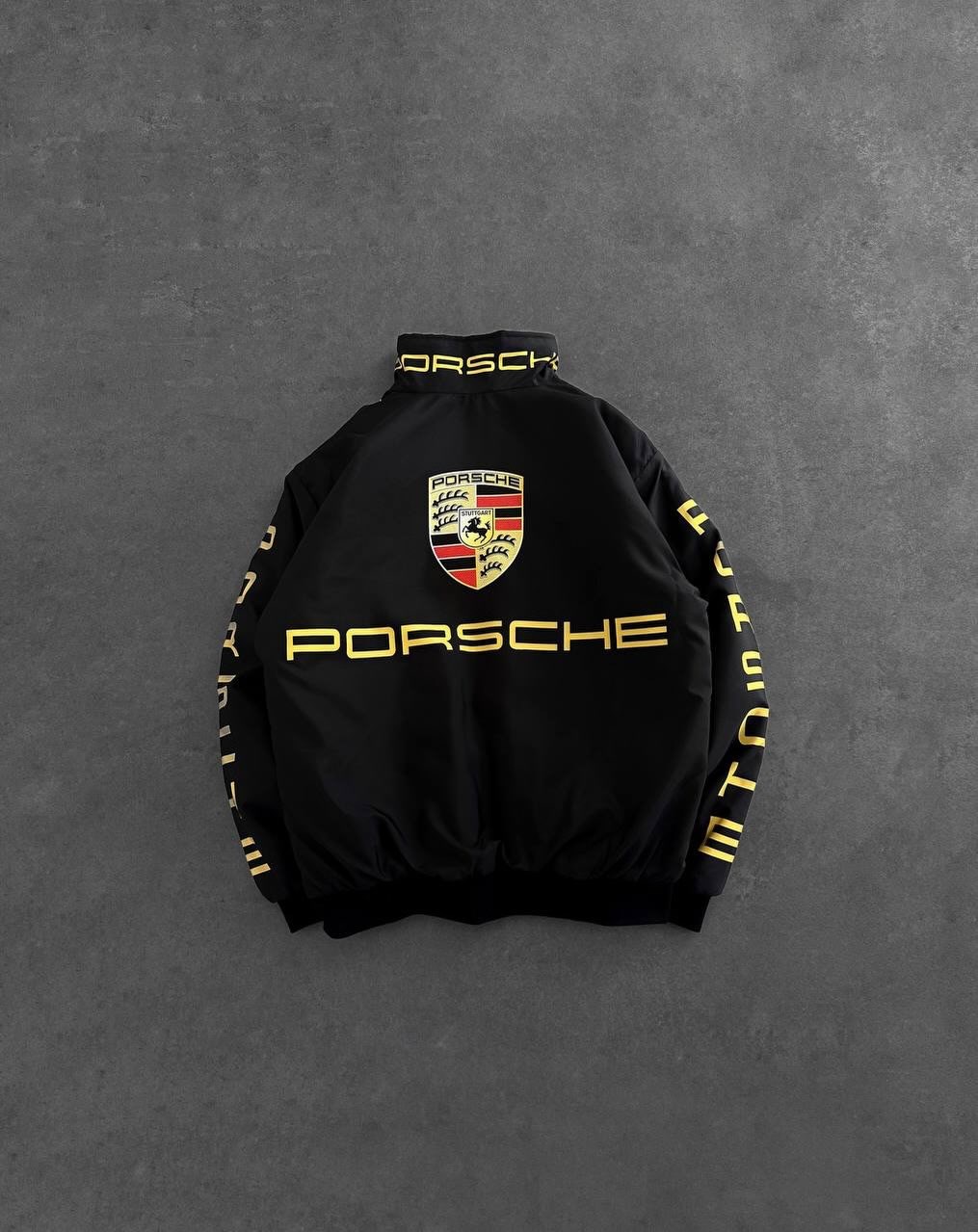 Black Porsche Desenli Unisex Bomber Ceket