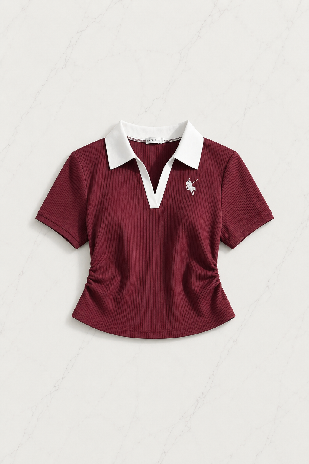 Bordo Polo Yaka Fitilli Likralı Premium Eşofman Takımı