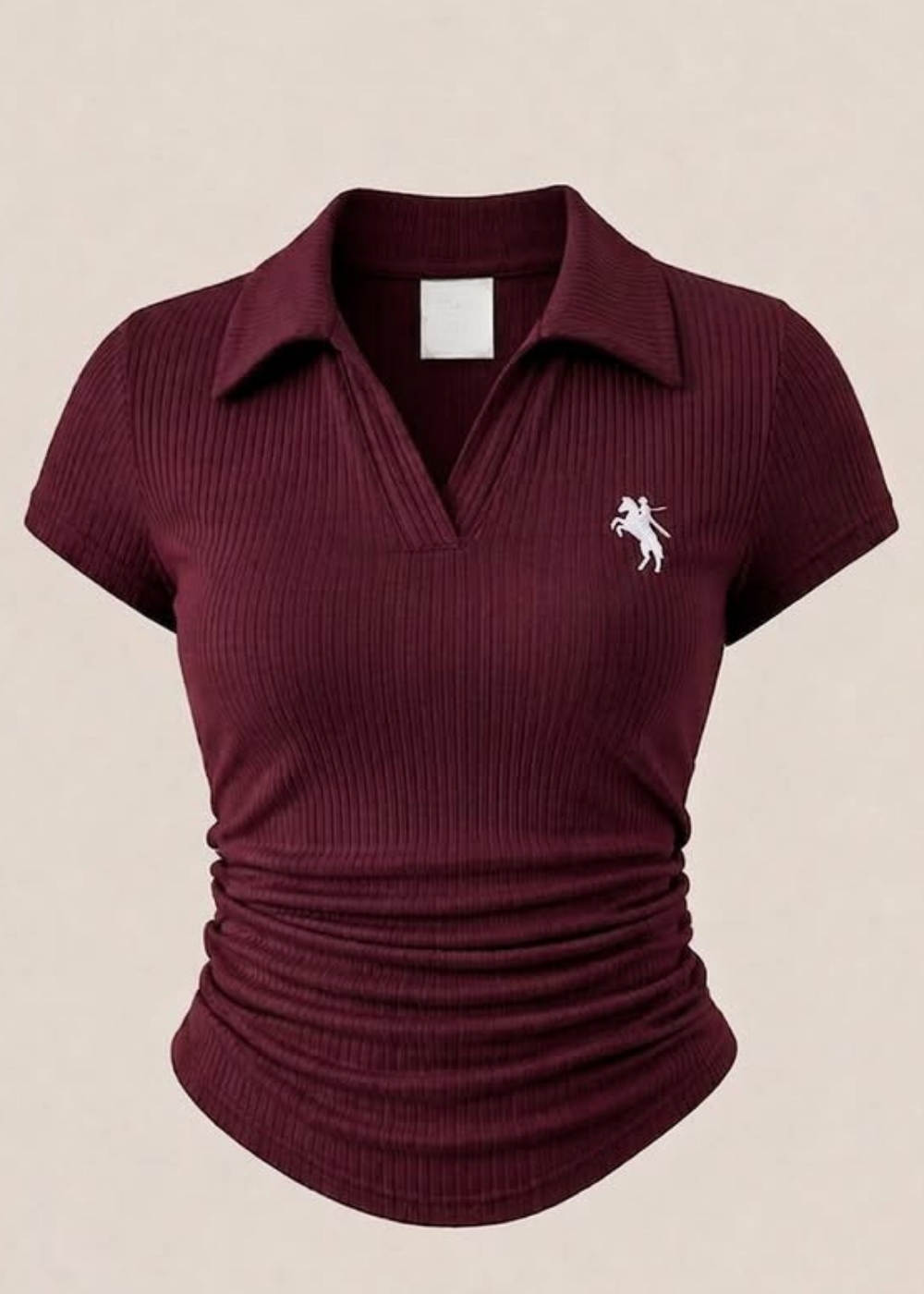 Bordo Polo Yaka Fitilli Likralı Zıbın