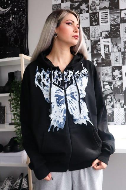Butterfly Detail Oversize Unisex Sweatshirt