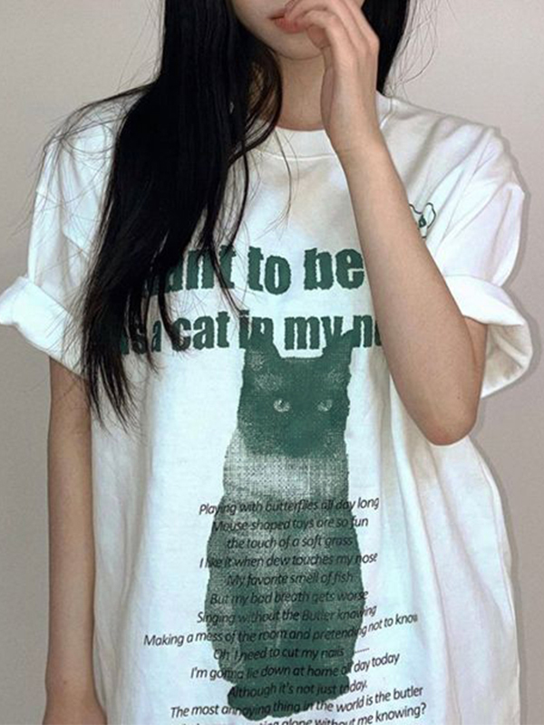 Cat Letter Oversize Unisex T-shirt