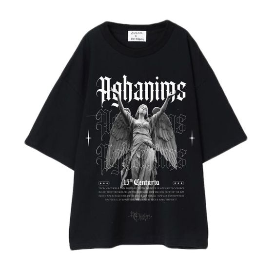 Centuria Angel Oversize Unisex Siyah T-shirt