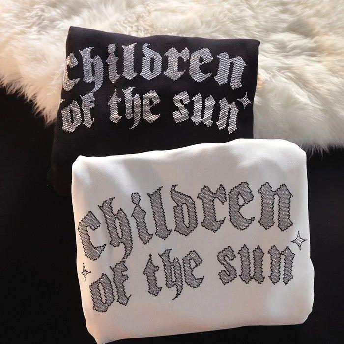 Siyah Children Of The Taş Baskılı Oversize Unisex Sweatshirt