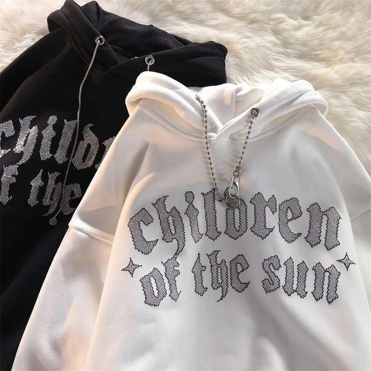 Siyah Children Of The Taş Baskılı Oversize Unisex Sweatshirt