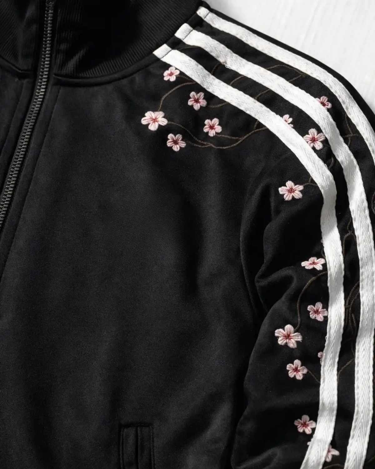 Çizgili Flower Siyah Oversize Unisex Ceket