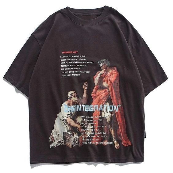 Desintegration Detaylı Oversize Unisex T-shirt