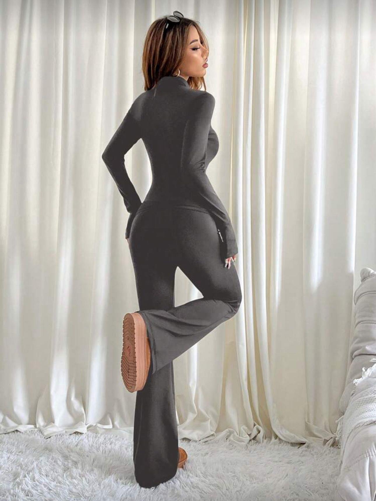 Füme Combo Fermuarlı Fit Spor Takım