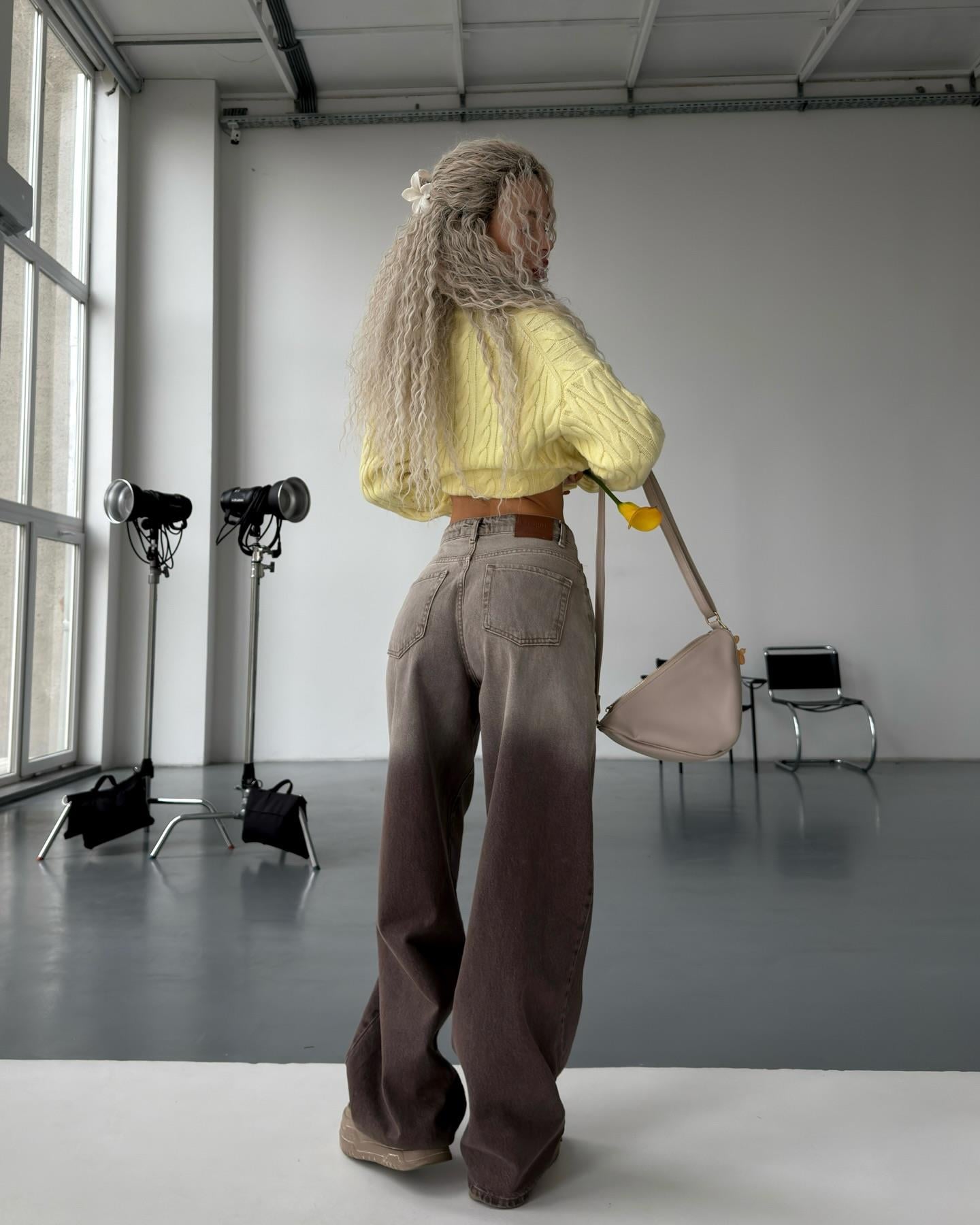 Glitch Degrade Desenli Baggy Jean
