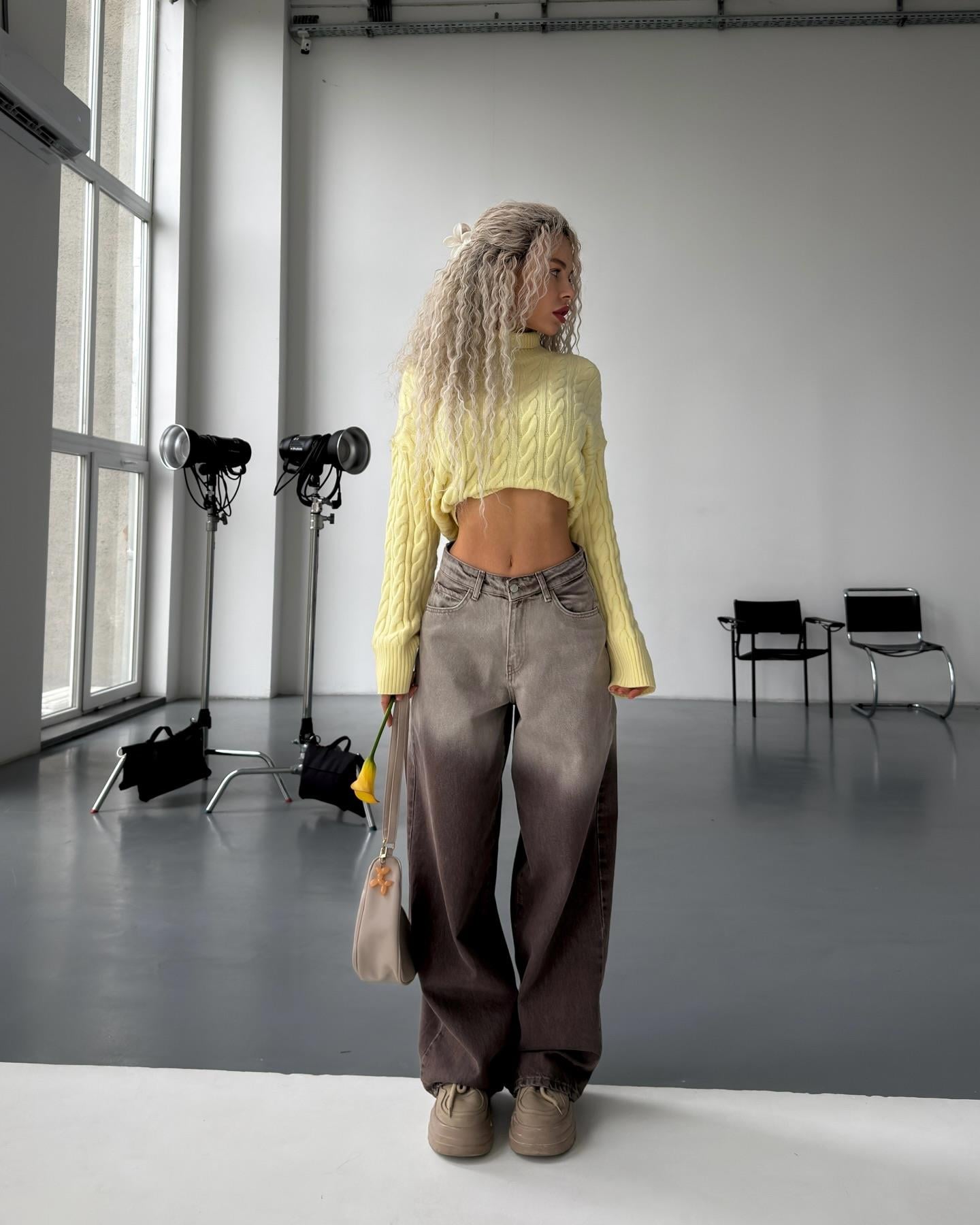 Glitch Degrade Desenli Baggy Jean