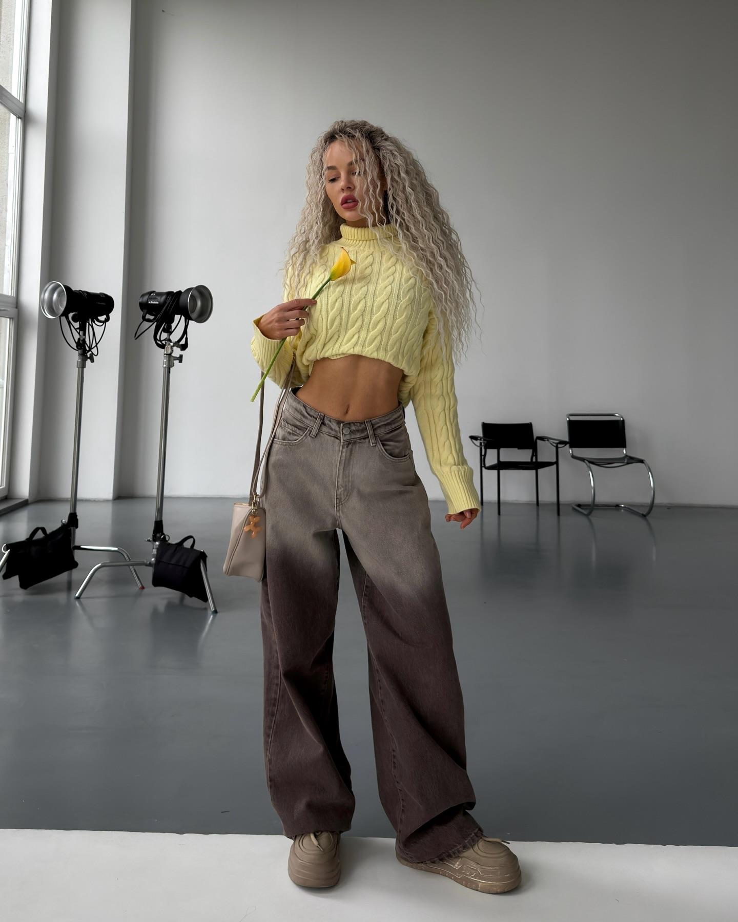 Glitch Degrade Desenli Baggy Jean