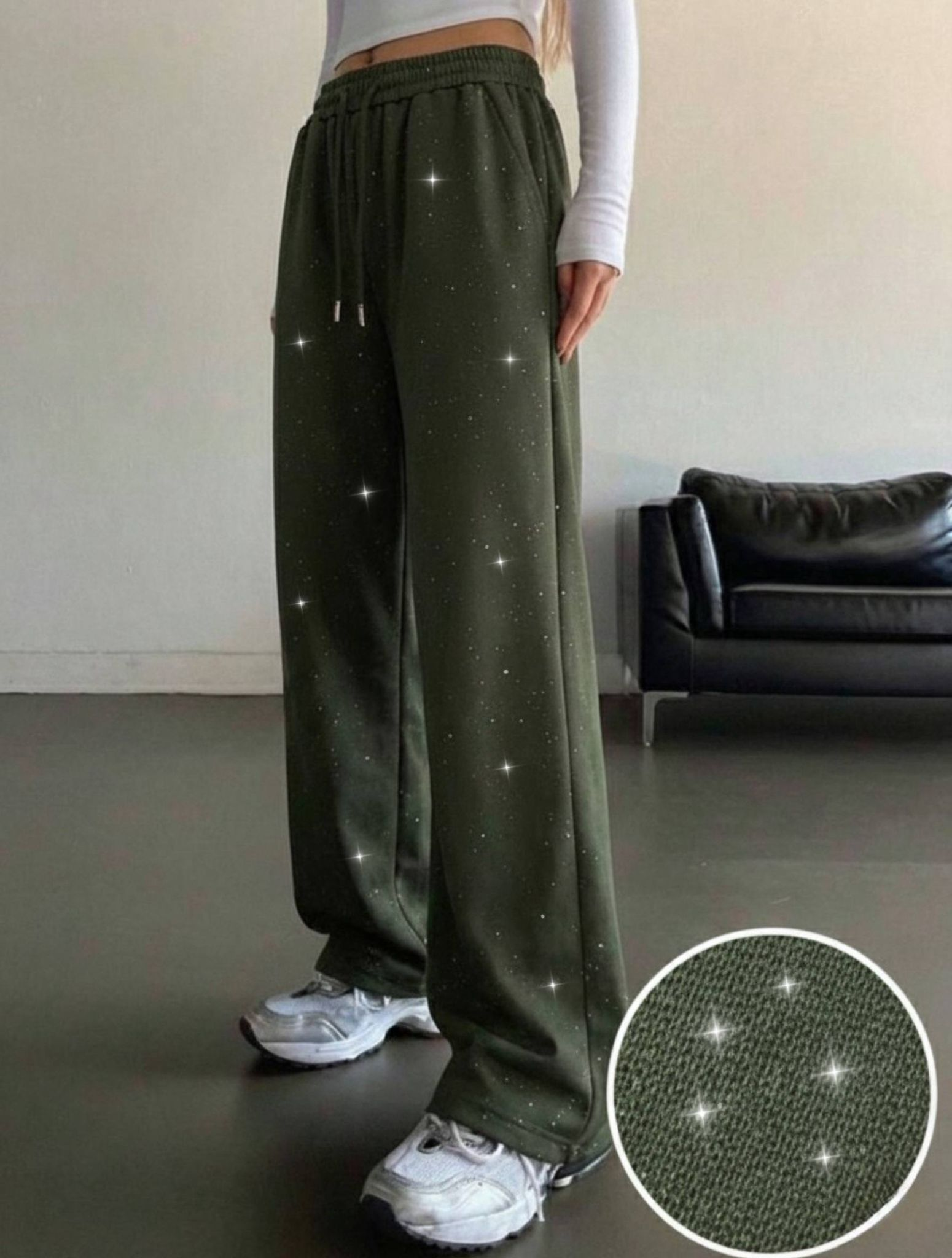 Glow Simli Baggy Unisex Eşofman Altı