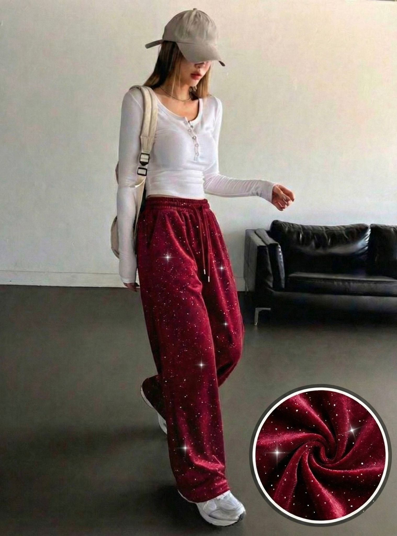 Glow Simli Baggy Unisex Eşofman Altı
