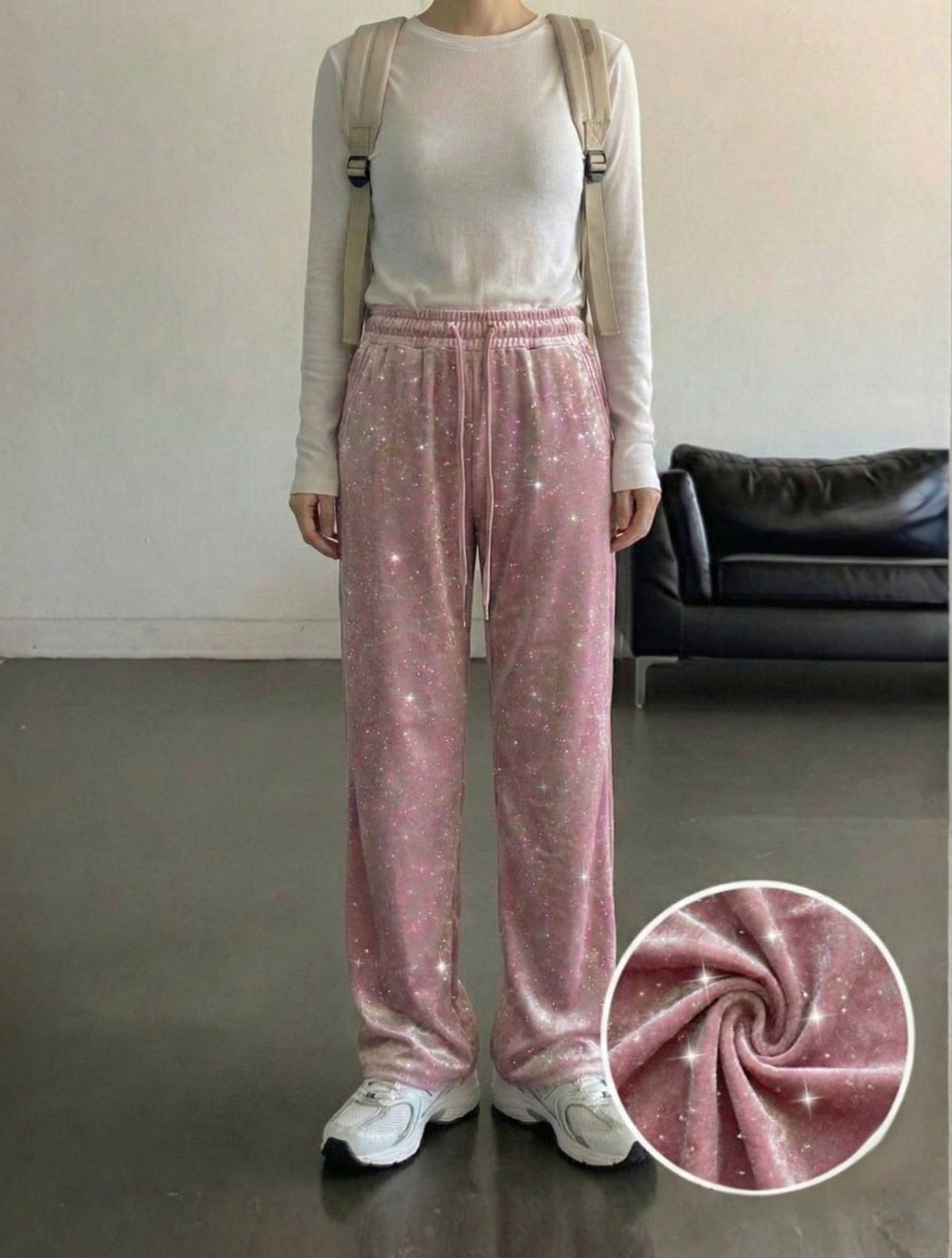 Glow Simli Baggy Unisex Eşofman Altı