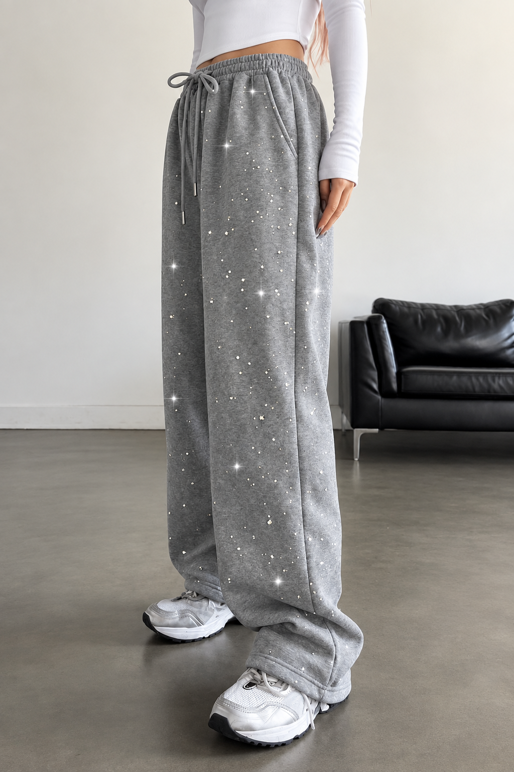 Glow Simli Baggy Unisex Eşofman Altı