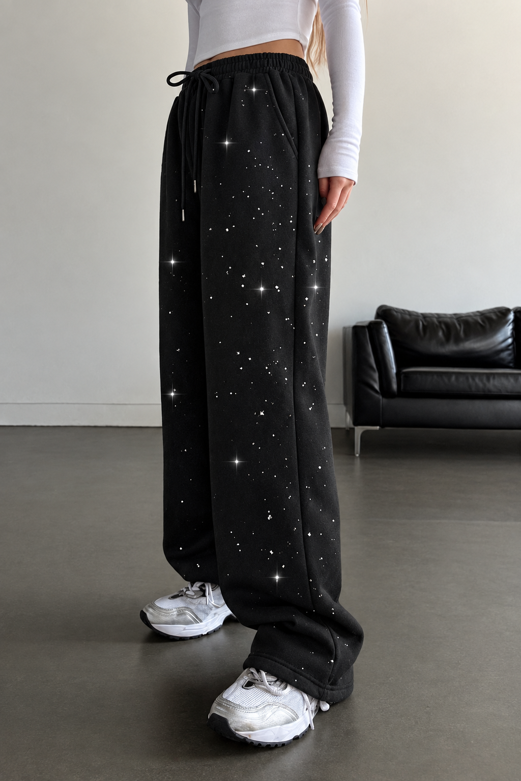 Glow Simli Baggy Unisex Eşofman Altı