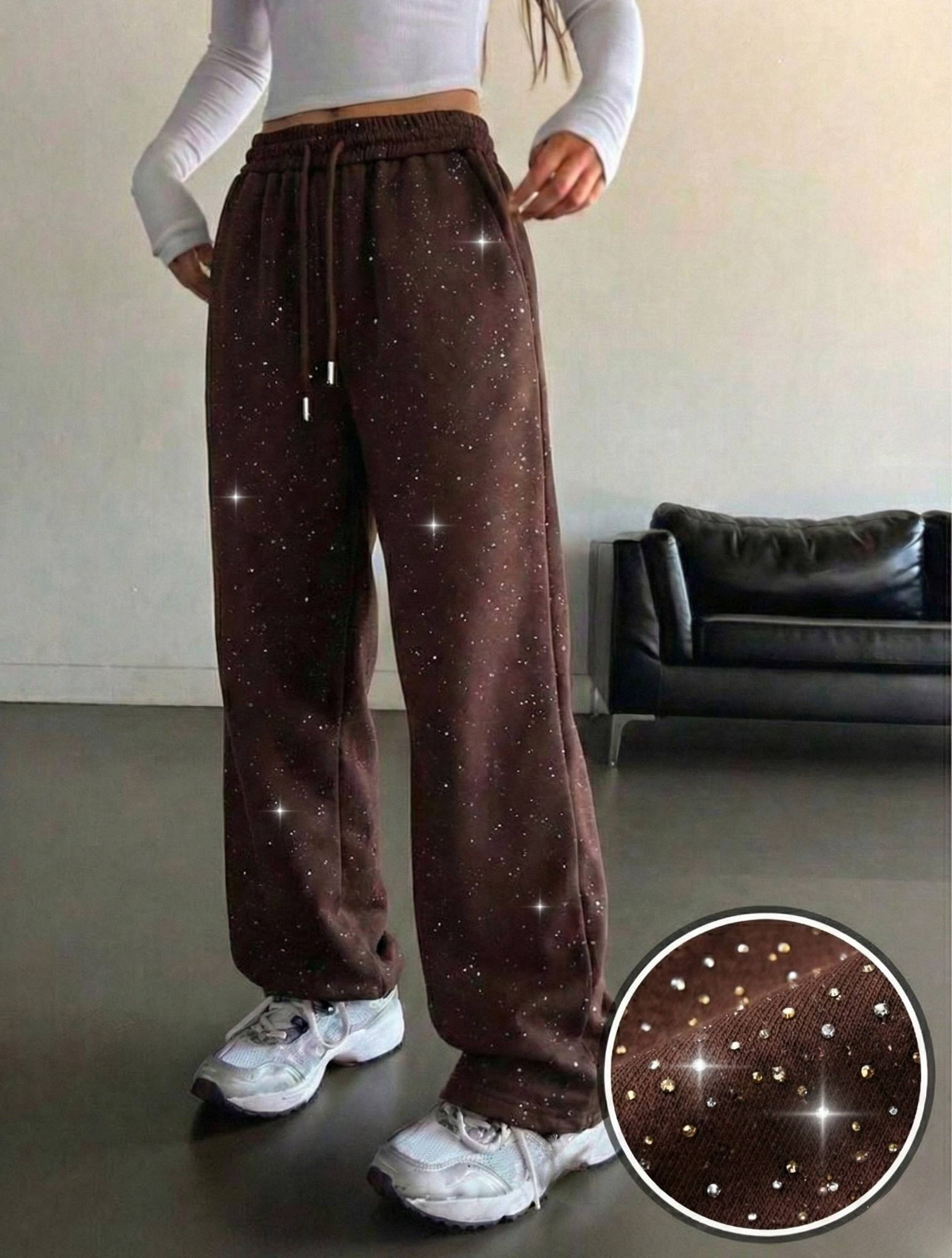 Glow Simli Baggy Unisex Eşofman Altı