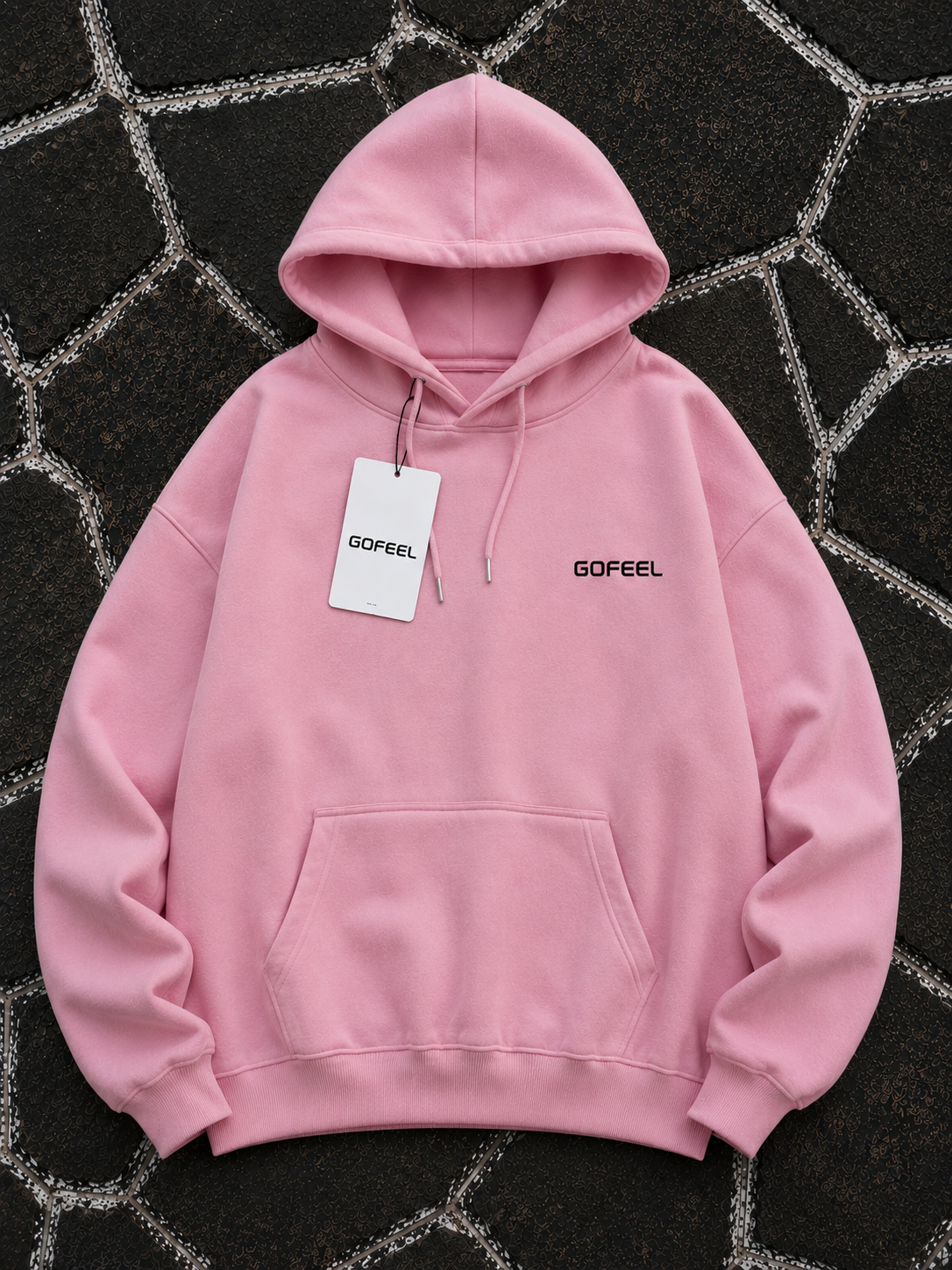 Gofeel Baskılı Premium Oversize Pembe Unisex Hoodie