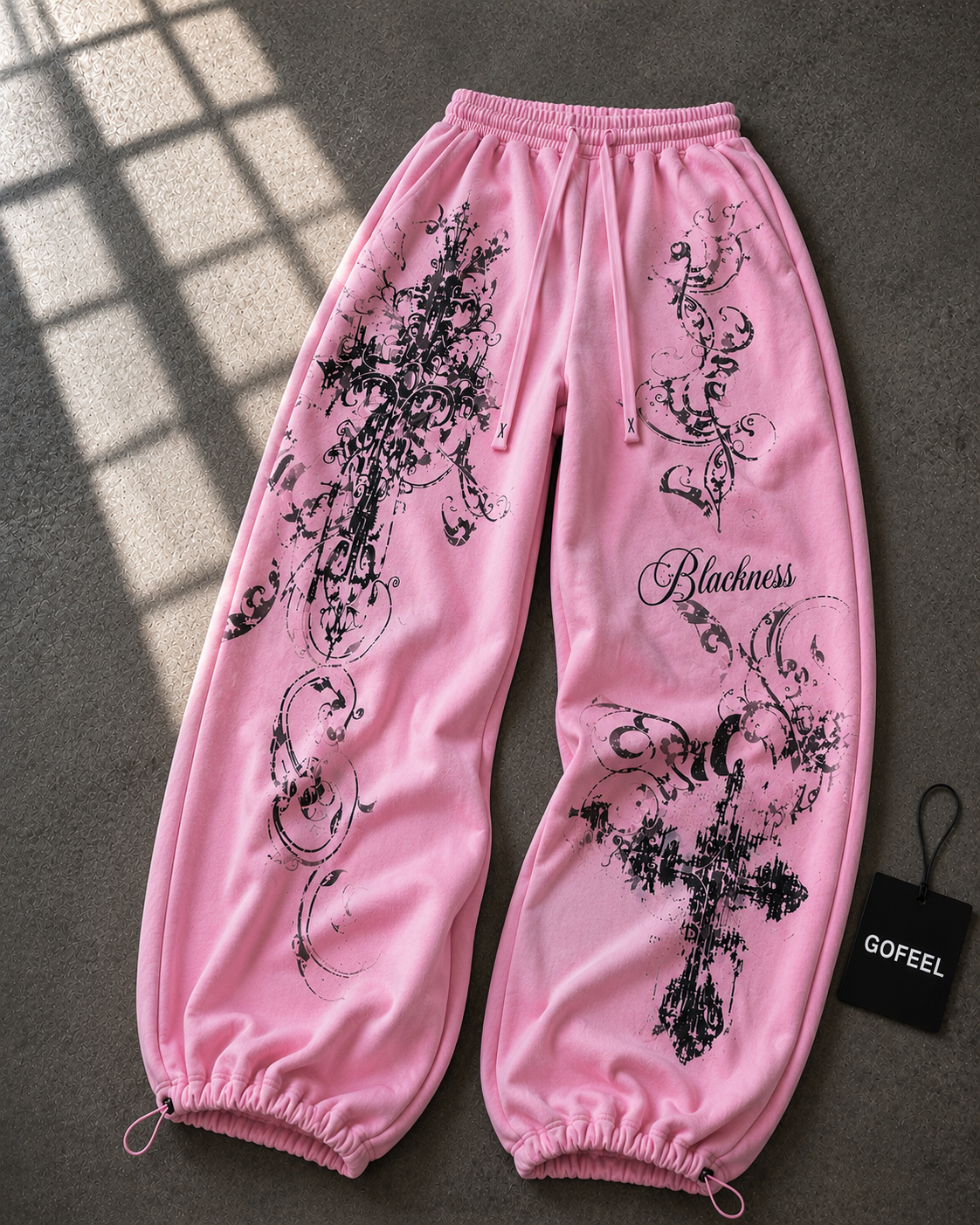 Gothic Rose Detaylı Baggy Unisex Eşofman Altı