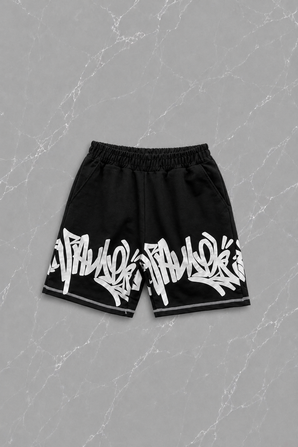 Graffiti Siyah Unisex T-shirt & Şort Takım