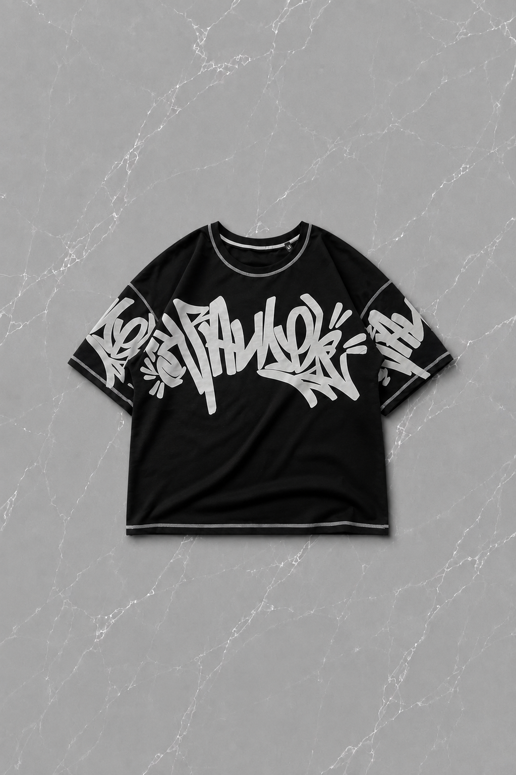 Graffiti Siyah Unisex T-shirt & Şort Takım
