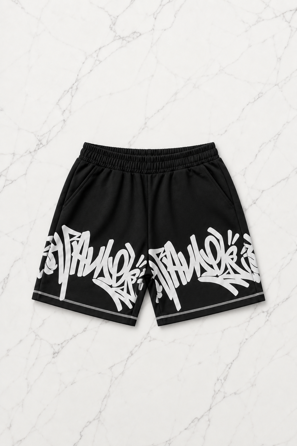 Graffiti Siyah Unisex T-shirt & Şort Takım