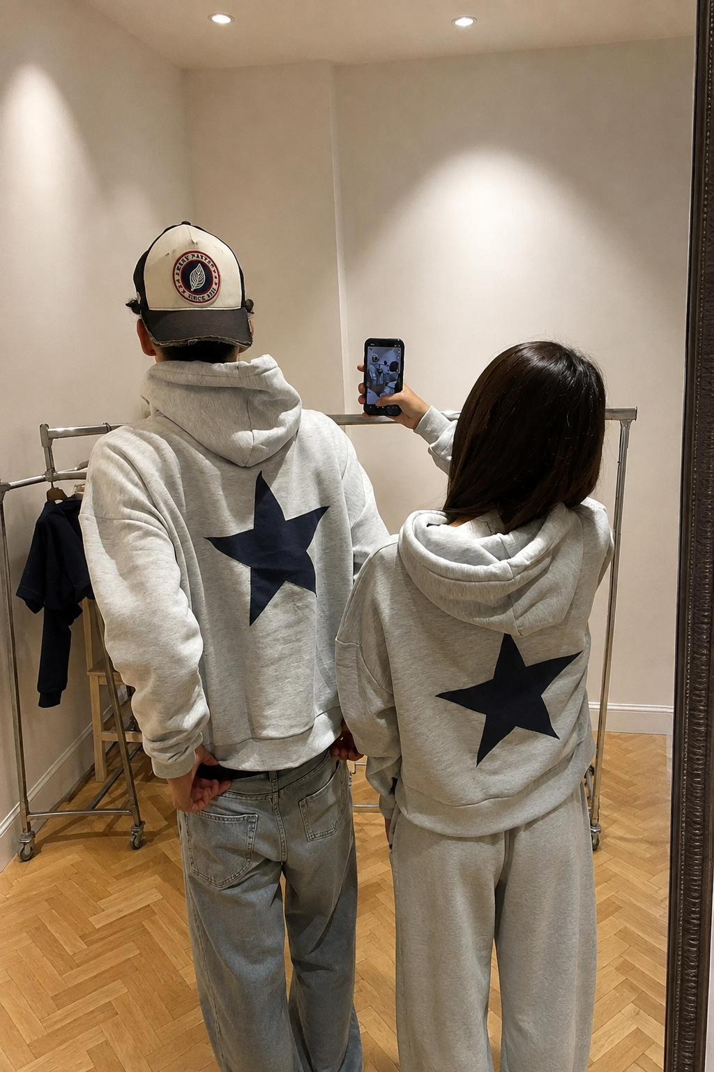 Grey Sırt Navy Blue Star Sweatshirt