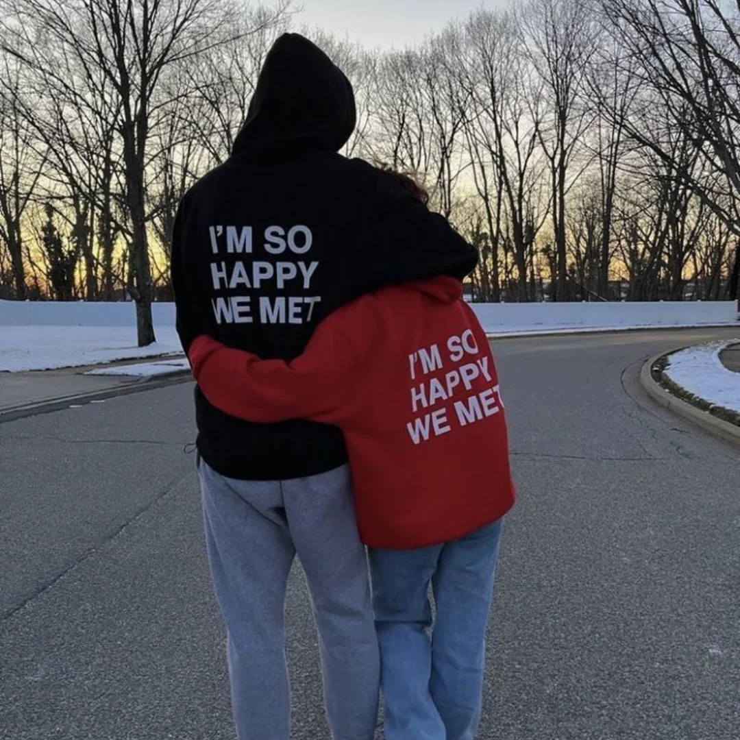 Happy to Met Sevgililer Günü Özel Oversize Sweatshirt