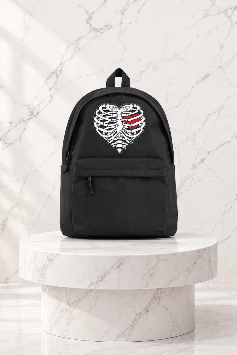 Heart Rib Baskılı Unisex Sırt Çantası
