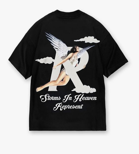 Heaven Angel Oversize Unisex Siyah T-shirt