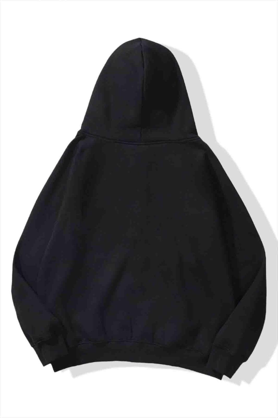 Heavy Crisa Siyah Kapüşonlu Oversize Unisex Sweatshirt