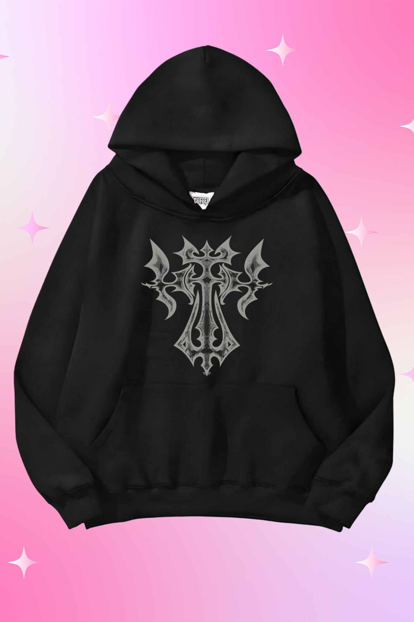 Heavy Crisa Siyah Kapüşonlu Oversize Unisex Sweatshirt