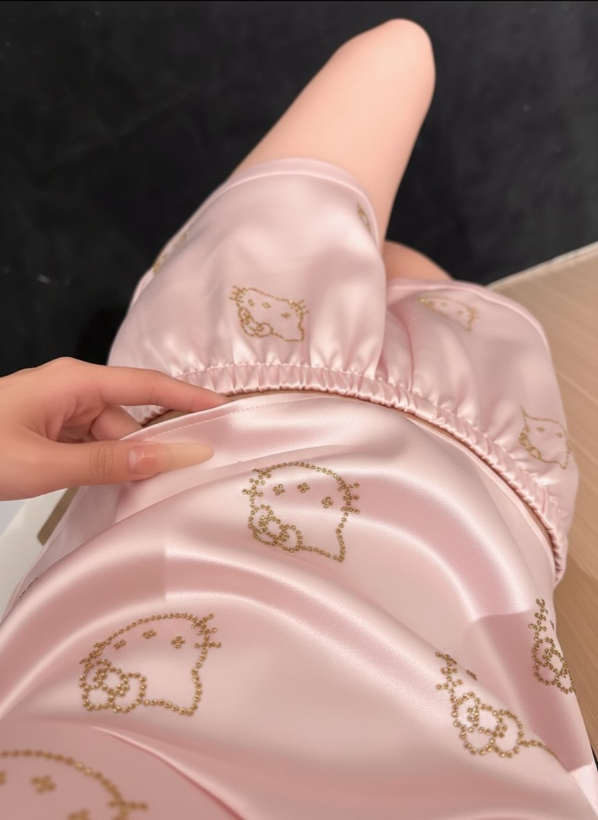 Hello Kitty Taş Detaylı Şık Homewear Pijama Takımı Pembe