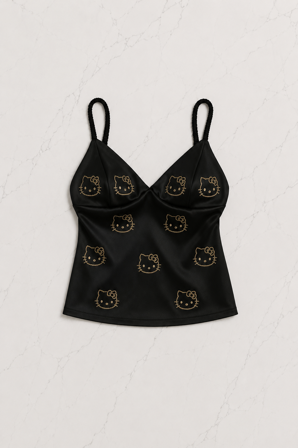 Hello Kitty Taş Detaylı Şık Homewear Pijama Takımı Siyah