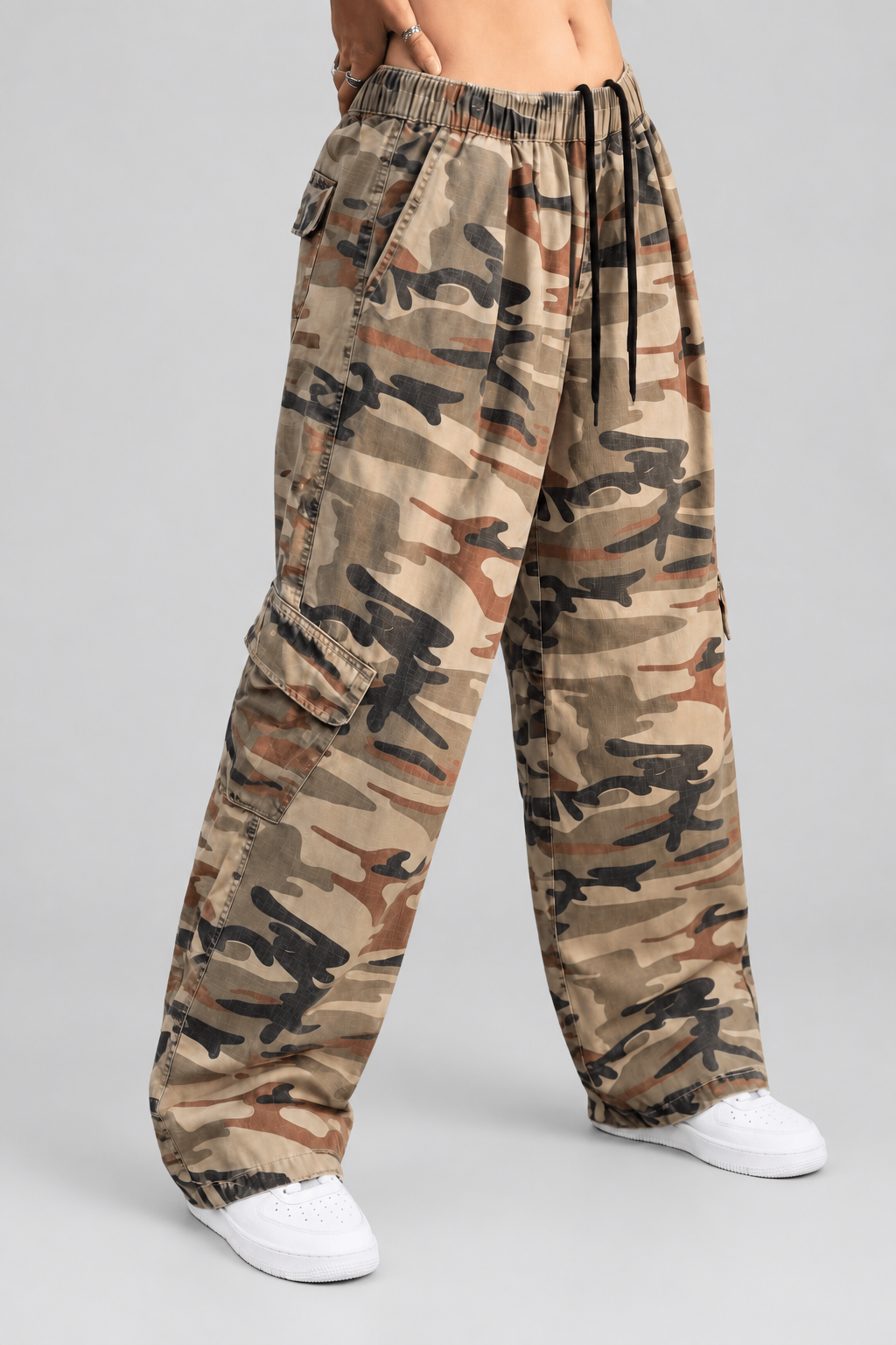 Kamuflaj Kargo Cepli Baggy Unisex Pantolon