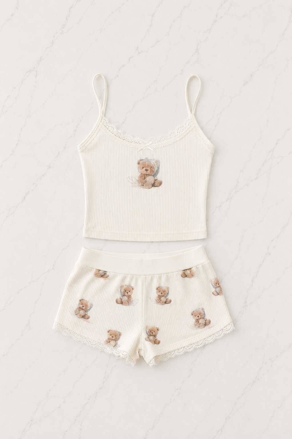 Kawaii Cute Bears Alt Üst Şort Takım