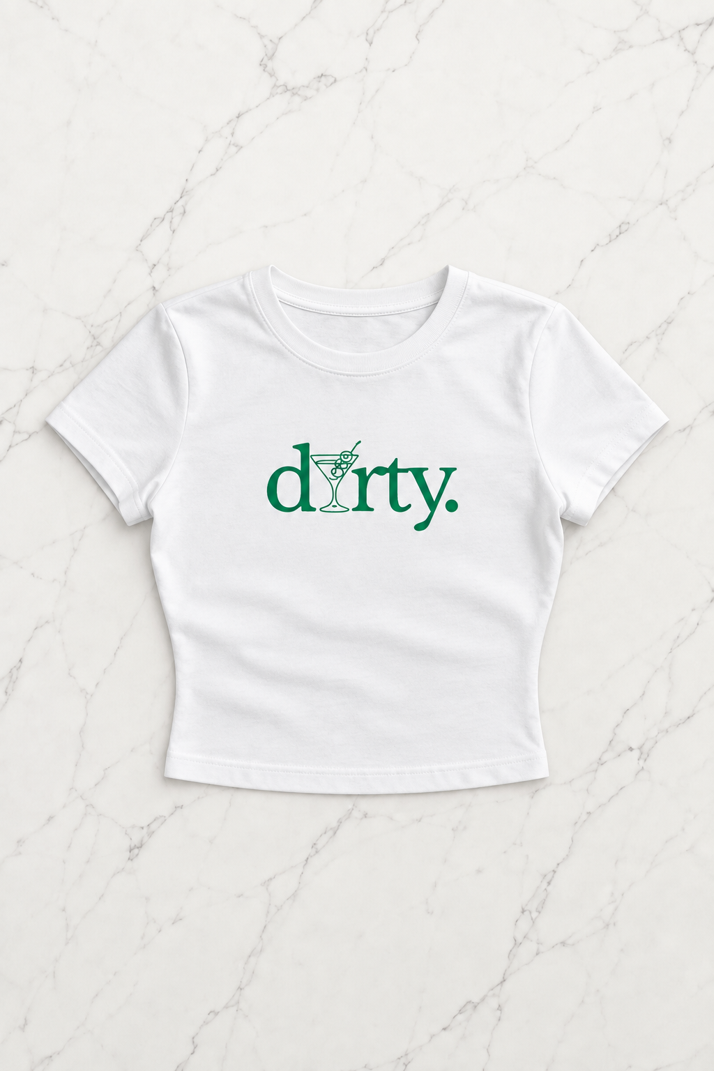 Kemer Boy Dirty Baskılı Crop Bluz