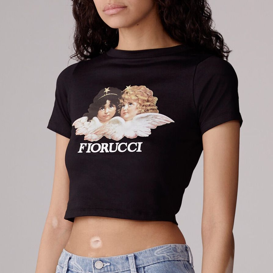 Kemer Boy Fiorucci Tops Baskılı Crop Bluz