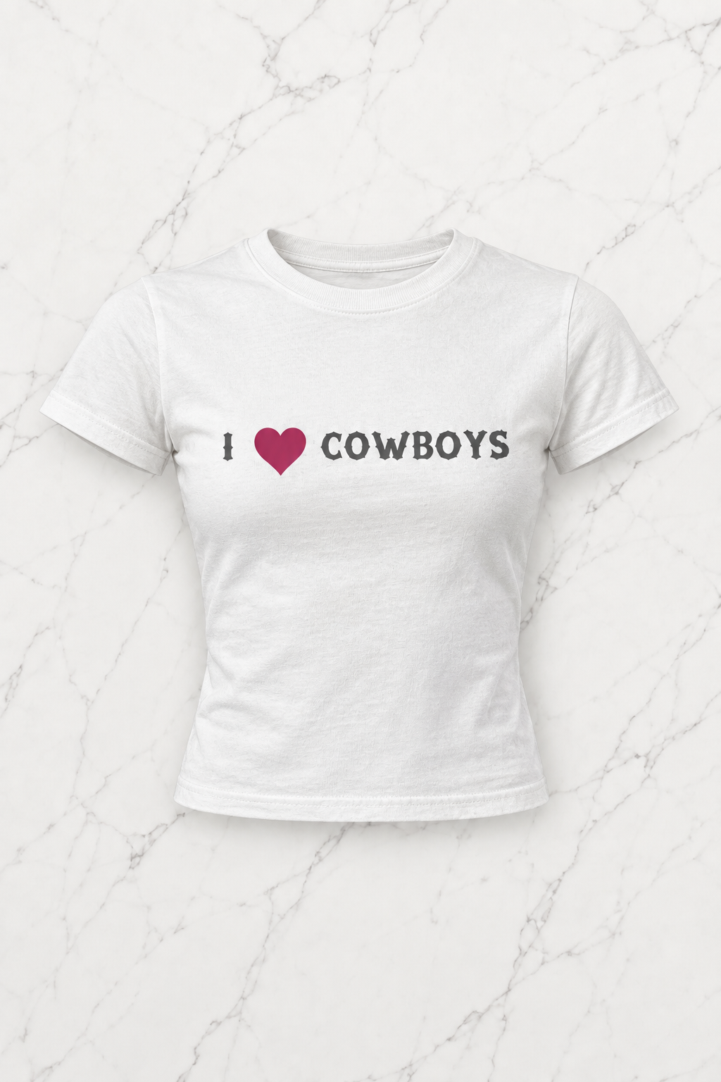 Kemer Boy I Love Cowboys Baskılı Crop Bluz