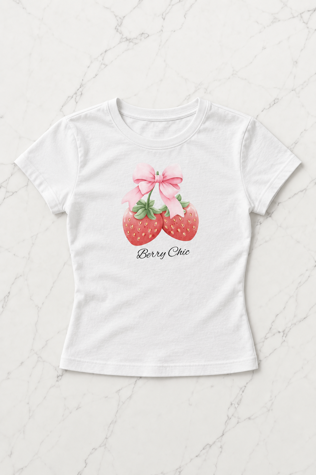 Kemer Boy Strawberry Baskılı Crop Bluz