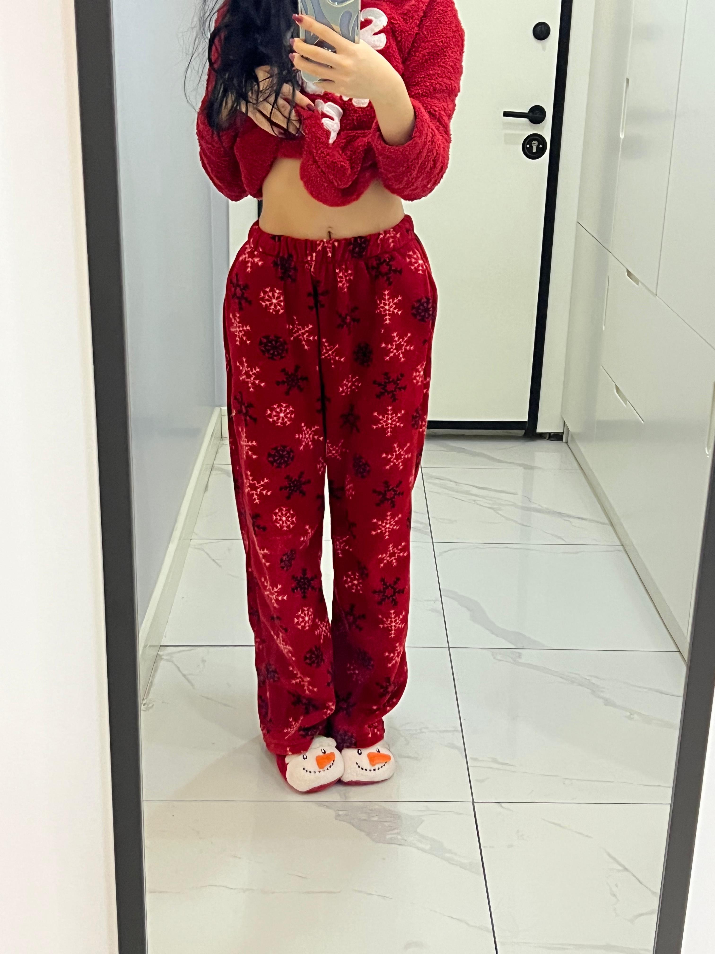 Kırmızı Noel Detail Oversize Unisex Eşofman Altı