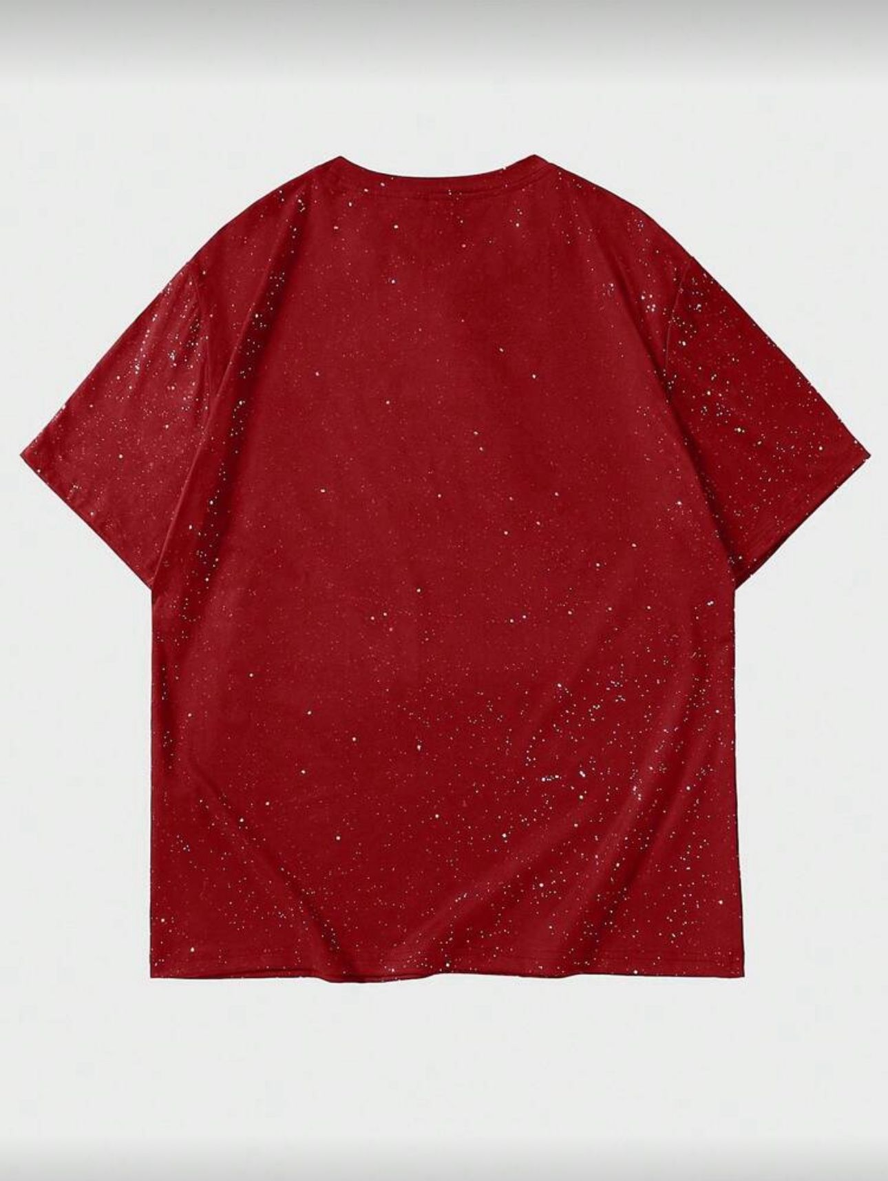 Kırmızı Shine Parıltılı Simli Oversize Unisex T-shirt