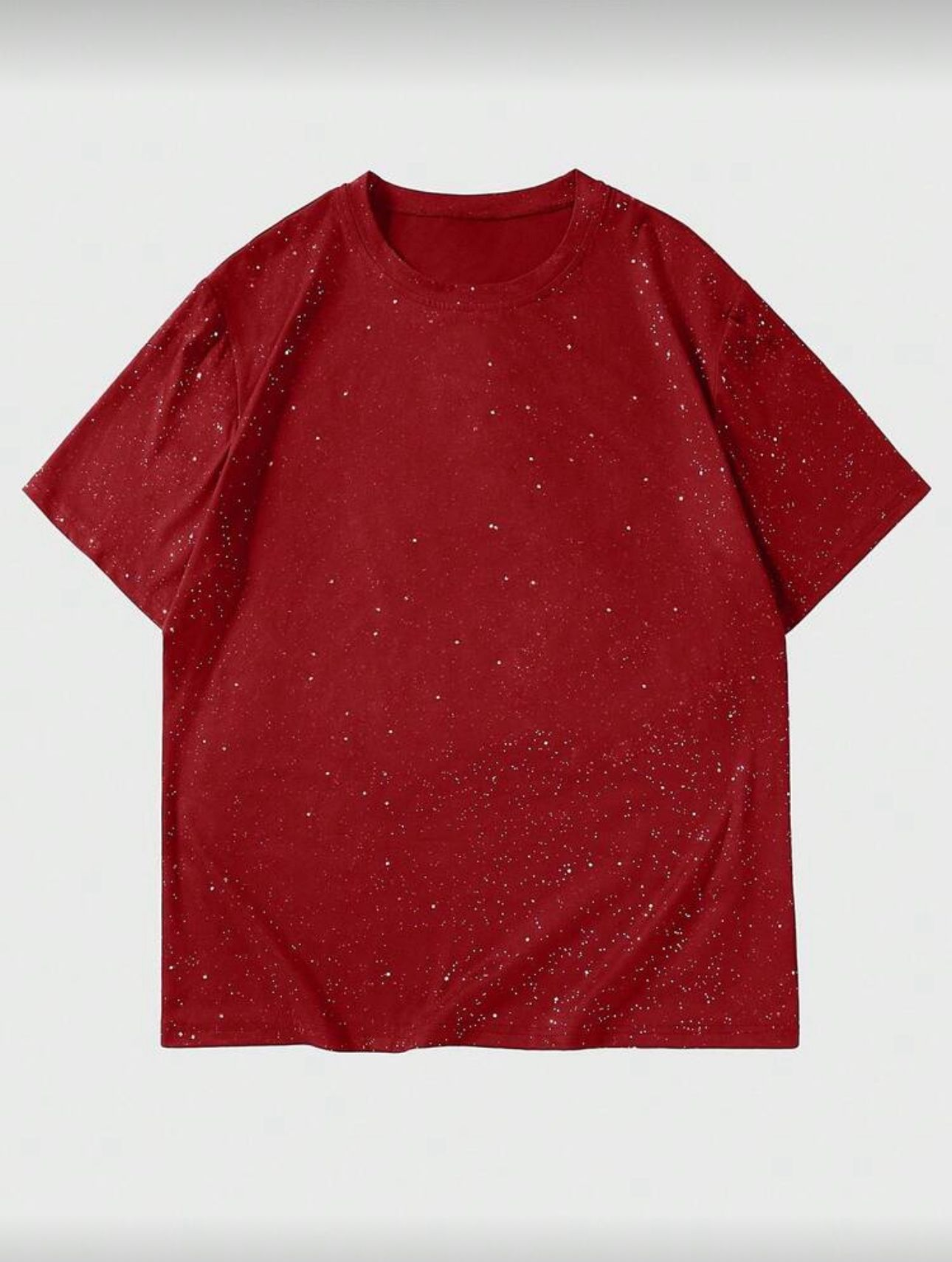 Kırmızı Shine Parıltılı Simli Oversize Unisex T-shirt