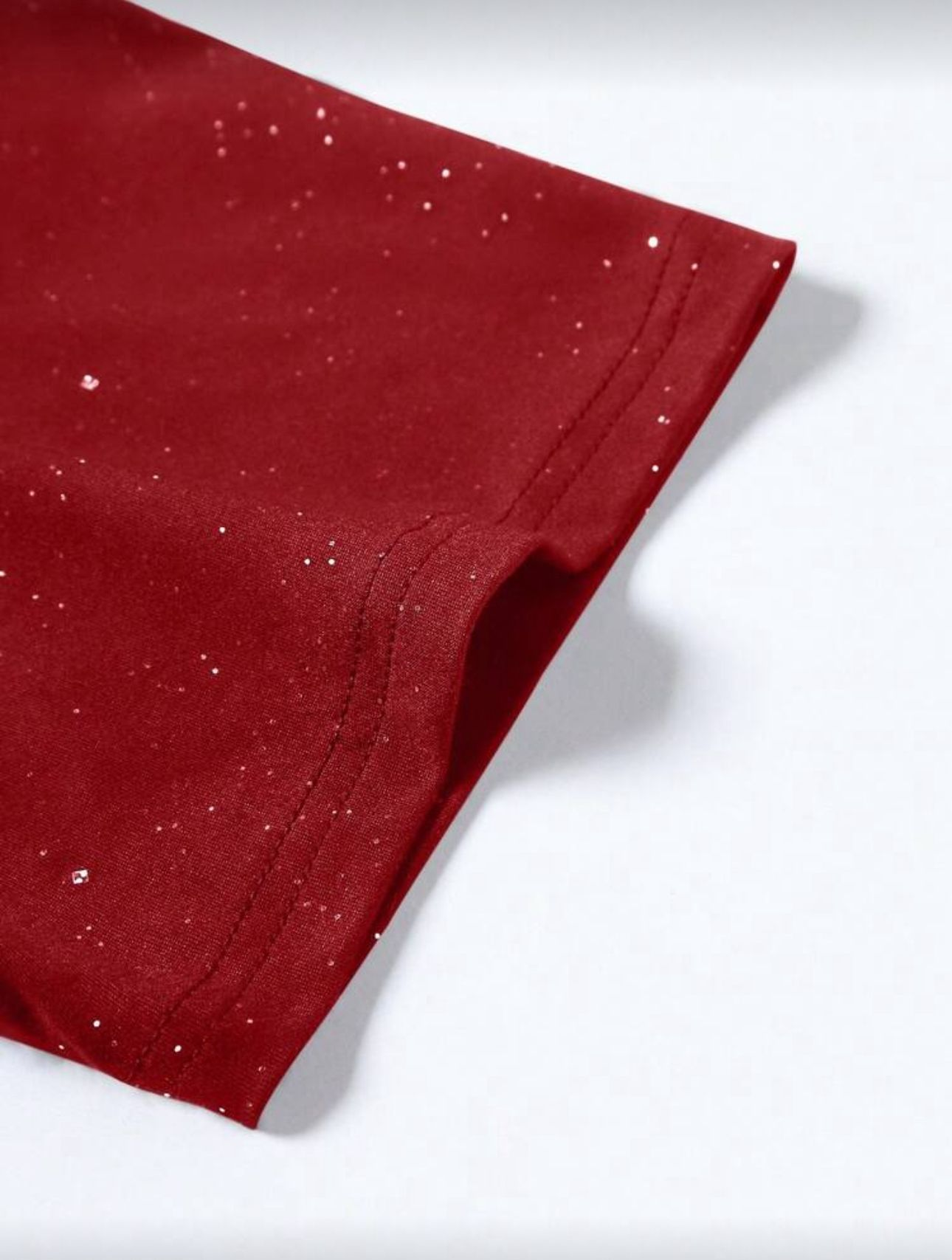 Kırmızı Shine Parıltılı Simli Oversize Unisex T-shirt