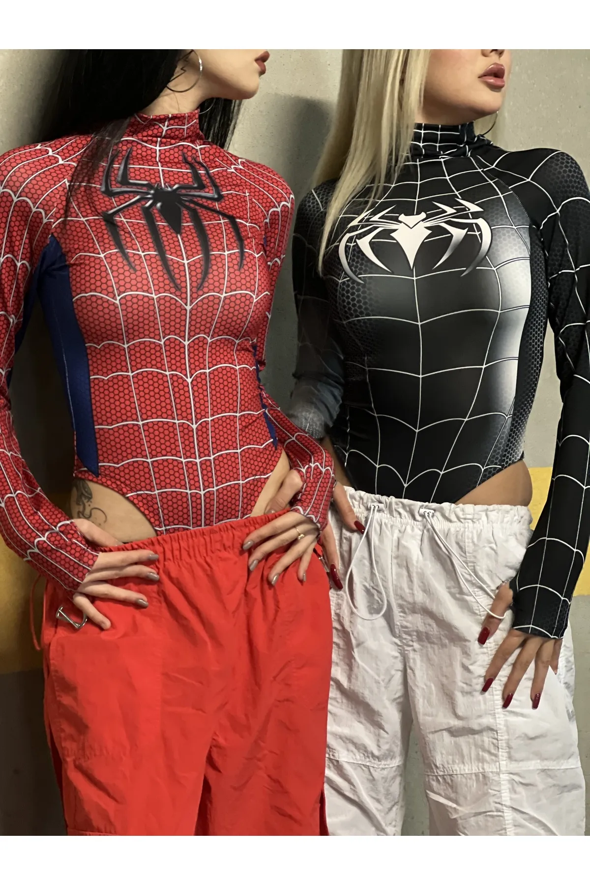 Kırmızı Spider Çıtçıtlı Uzun Kollu Body