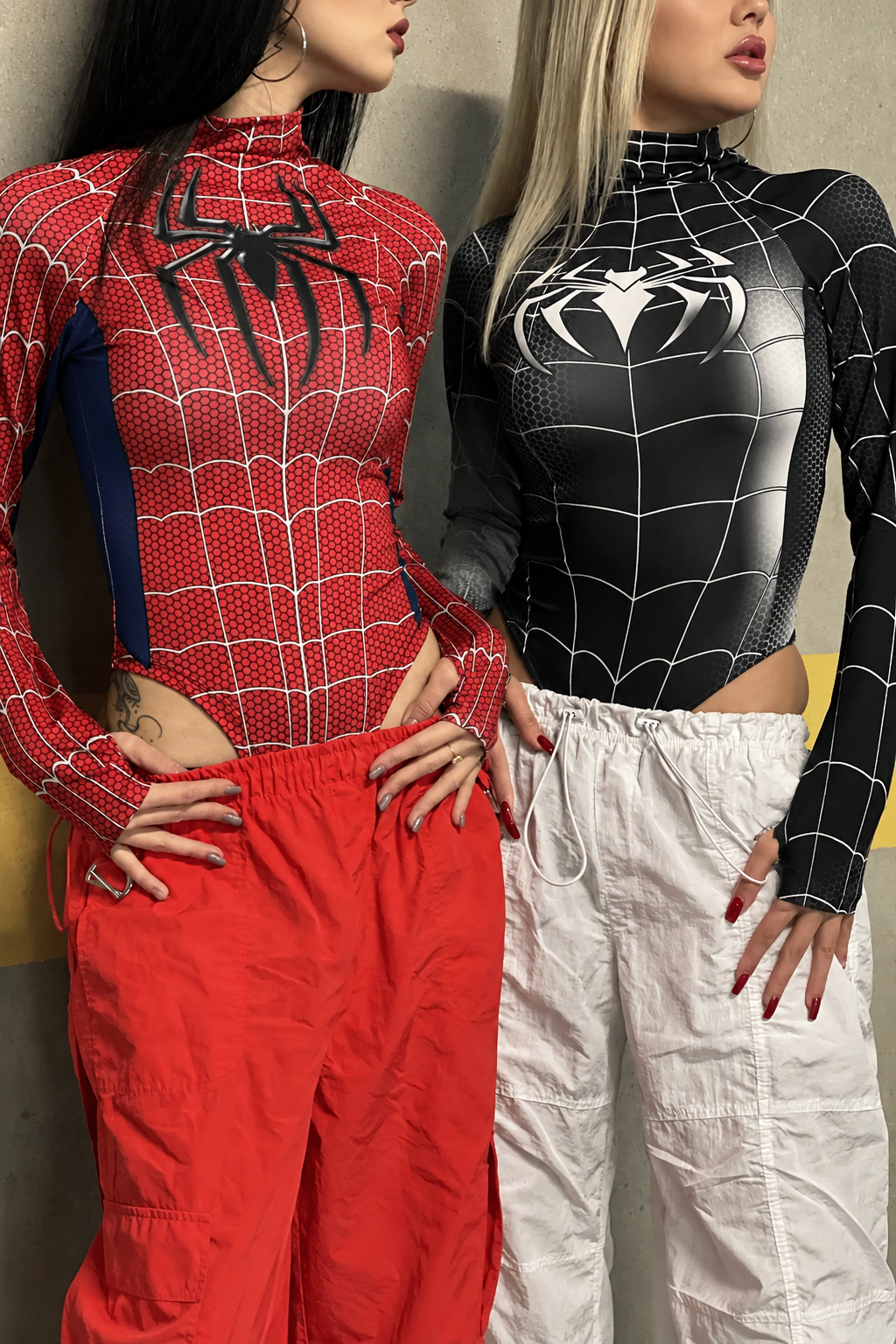 Kırmızı Spider Çıtçıtlı Uzun Kollu Body